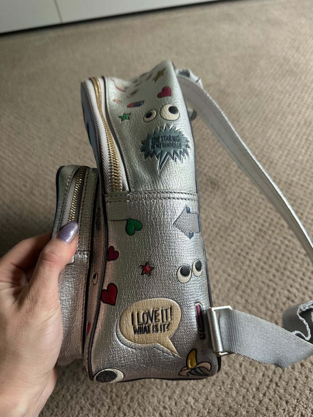 Anya Hindmarch Silver Sticker Backpack Eyes Patch Leather - Picture 5 of 5